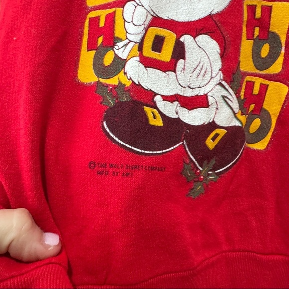 Vintage 90s Disney Mickey Mouse Santa Sweatshirt Christmas long sleeve tee - Picture 3 of 8